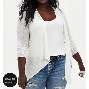 Torrid White Drape Cardigan